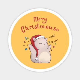 Merry Christmouse Cute Mouse in Santa Hat Magnet